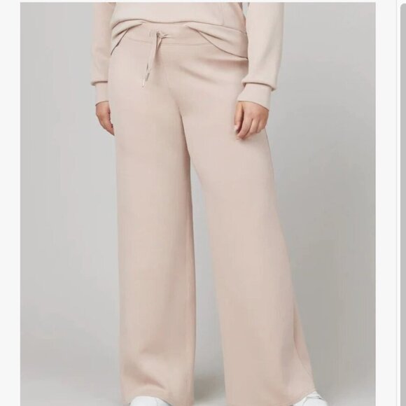 Spanx AirEssentials Wide Leg Pants Lunar Beige Pink 2X Petite Comfy Lounge NWT - Picture 1 of 14